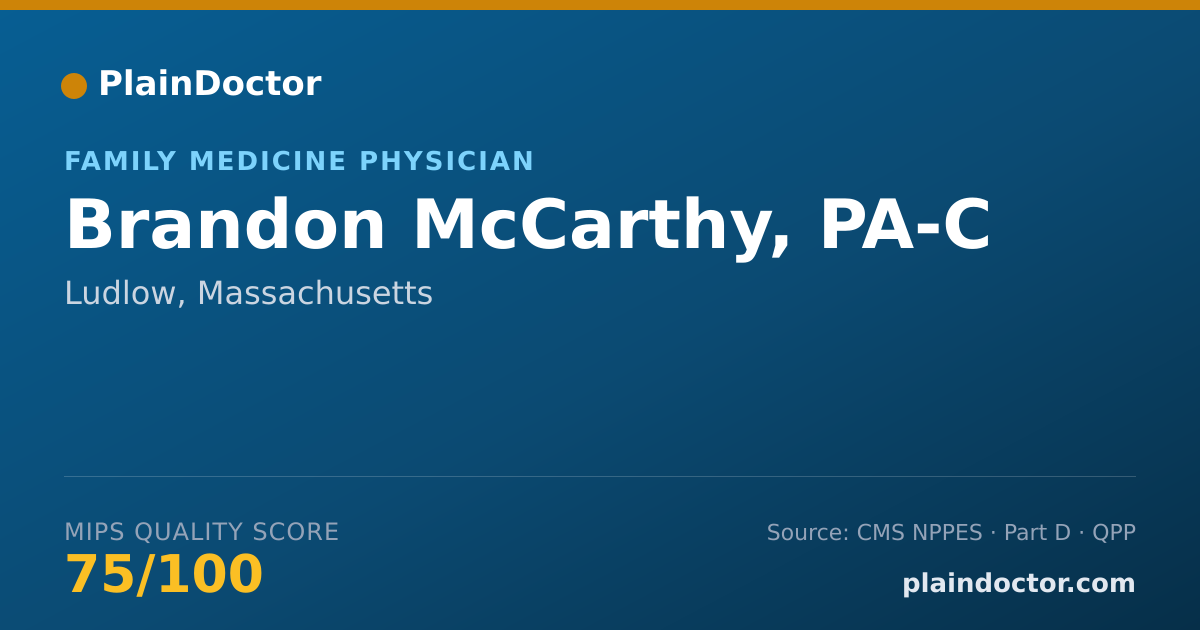 Shareable card for Brandon McCarthy, PA-C - Family Medicine Physician, Ludlow, MA