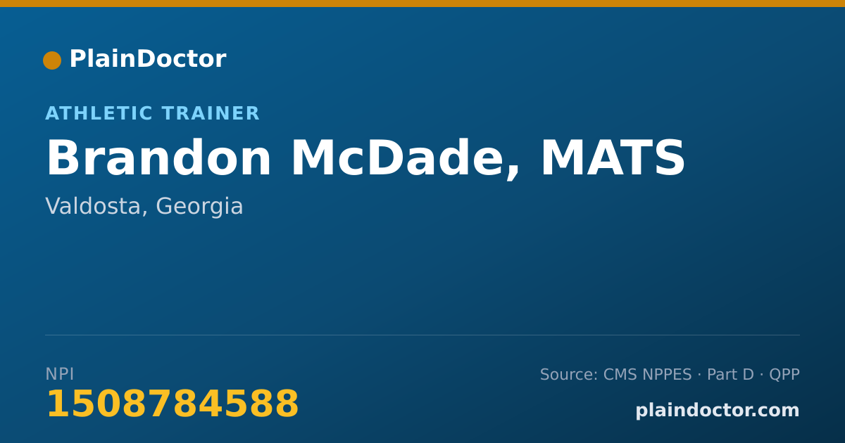 Shareable card for Brandon McDade, MATS - Athletic Trainer, Valdosta, GA