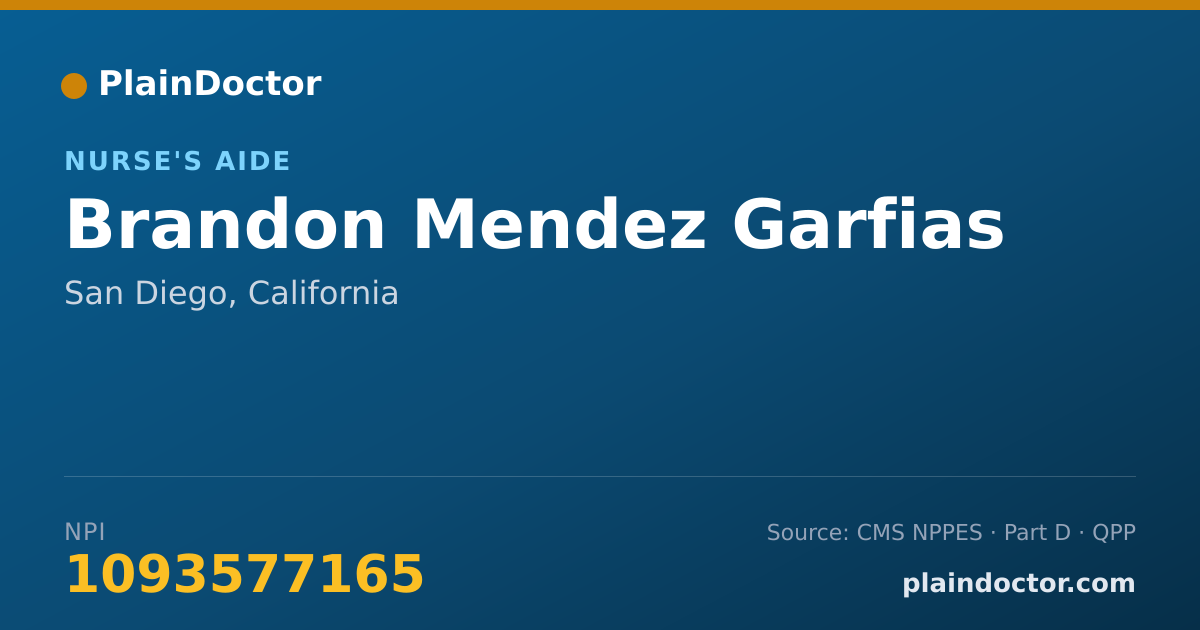 Shareable card for Brandon Mendez Garfias - Nurse's Aide, San Diego, CA