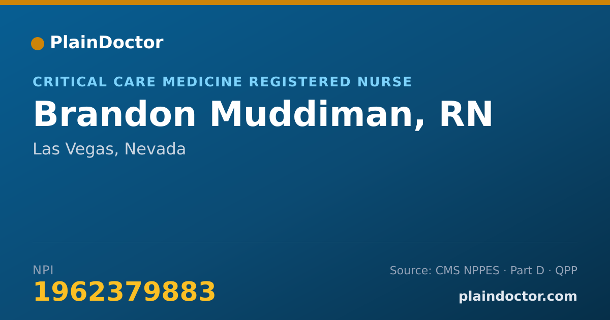 Shareable card for Brandon Muddiman, RN - Critical Care Medicine Registered Nurse, Las Vegas, NV
