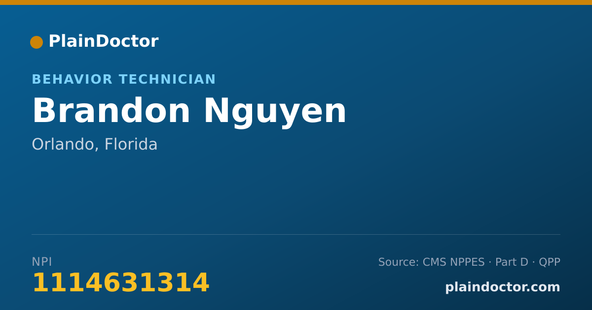 Shareable card for Brandon Nguyen - Behavior Technician, Orlando, FL