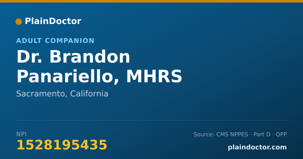 Shareable card for Brandon Panariello, MHRS - Adult Companion, Sacramento, CA