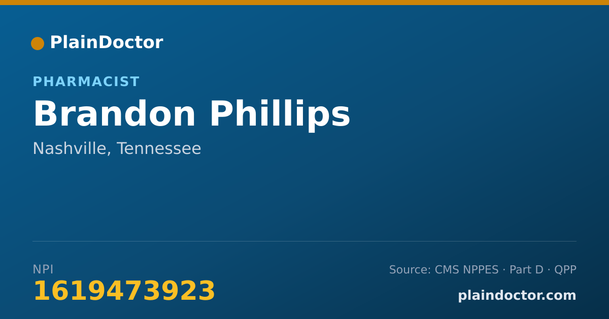 Shareable card for Brandon Phillips - Pharmacist, Nashville, TN