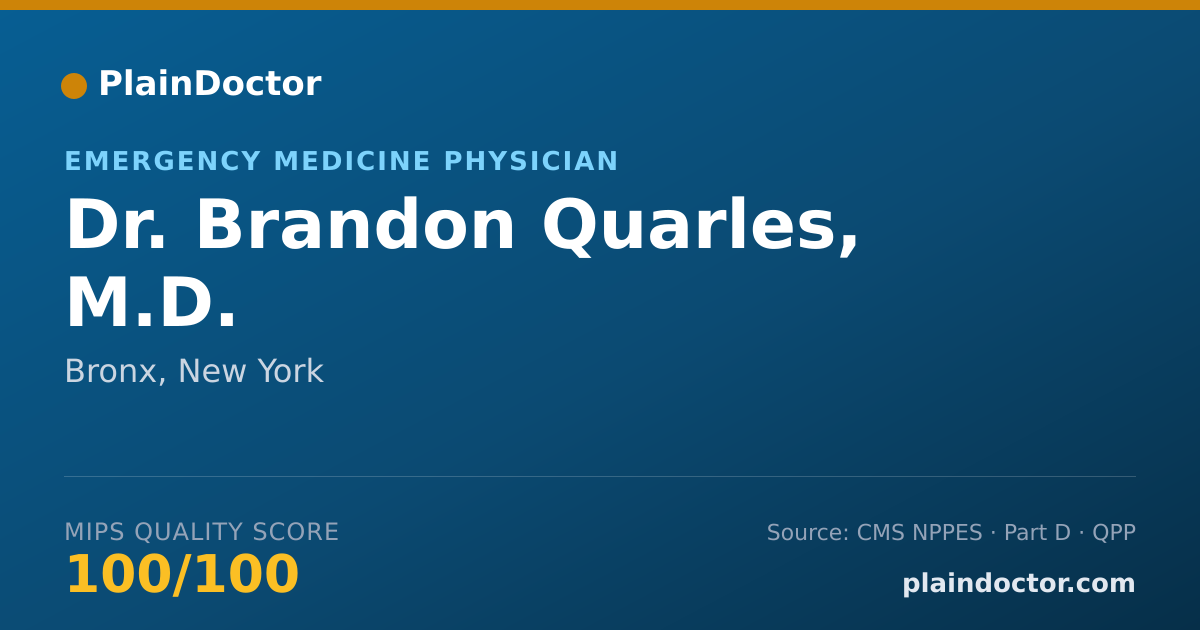 Shareable card for Brandon Quarles, M.D. - Emergency Medicine Physician, Bronx, NY