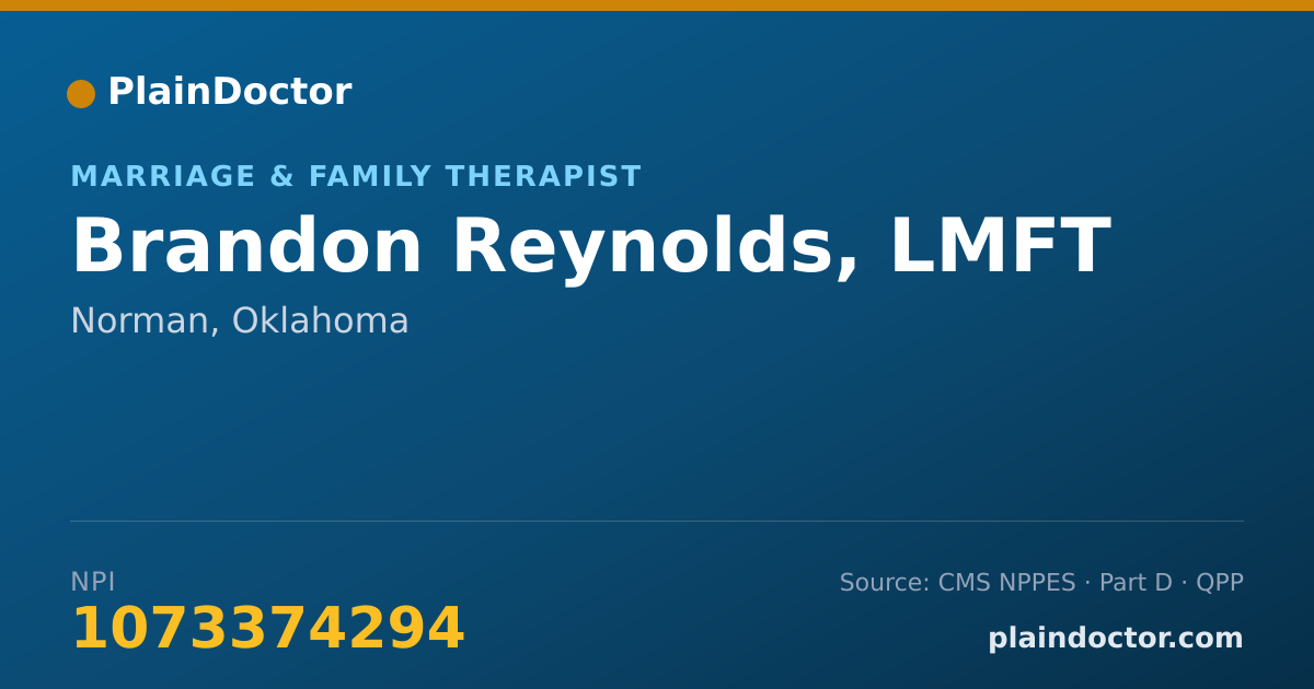 Shareable card for Brandon Reynolds, LMFT - Marriage & Family Therapist, Norman, OK