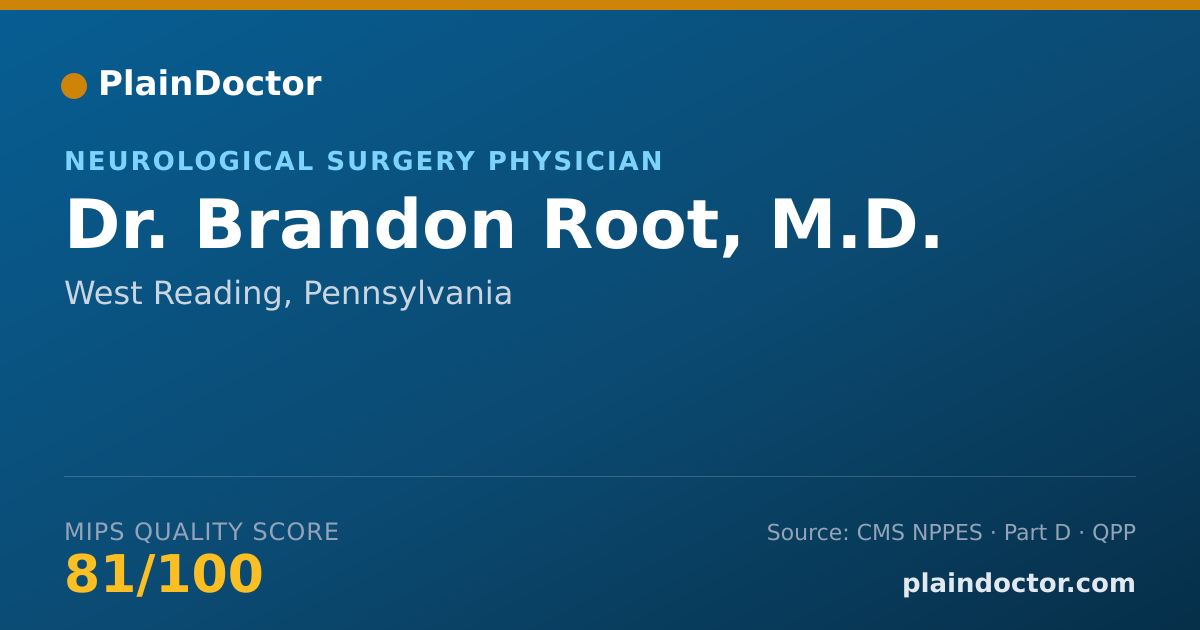 Shareable card for Brandon Root, M.D. - Neurological Surgery Physician, West Reading, PA