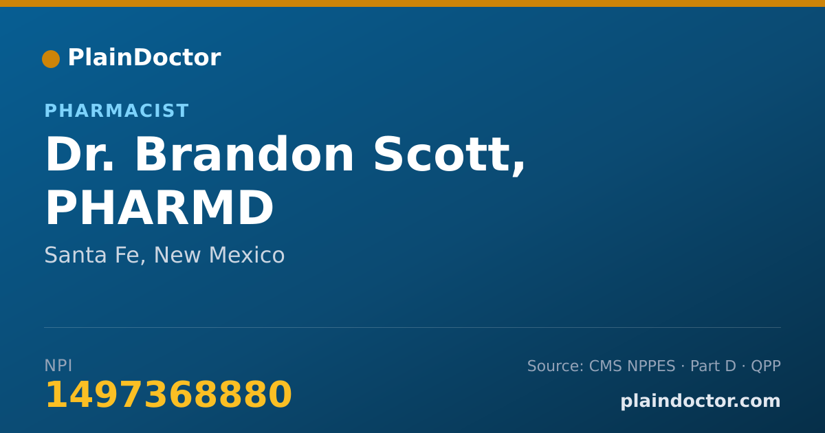Shareable card for Brandon Scott, PHARMD - Pharmacist, Santa Fe, NM