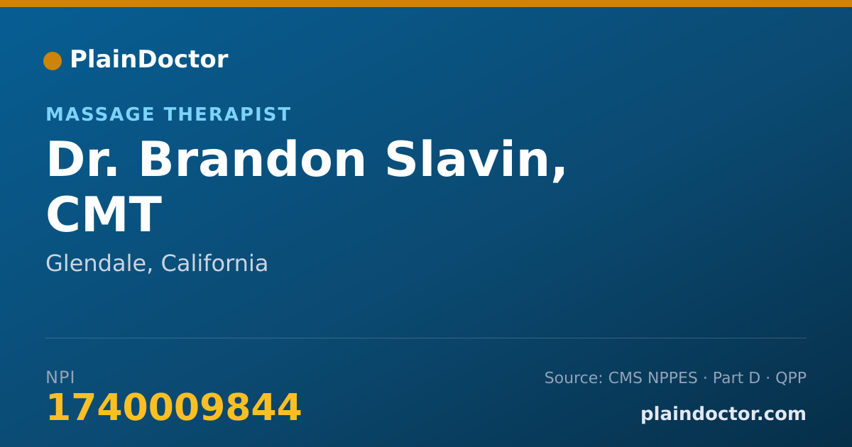 Shareable card for Brandon Slavin, CMT - Massage Therapist, Glendale, CA