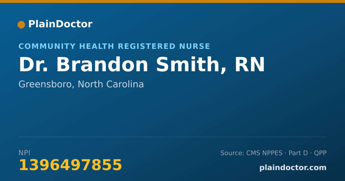 Shareable card for Brandon Smith, RN - Community Health Registered Nurse, Greensboro, NC
