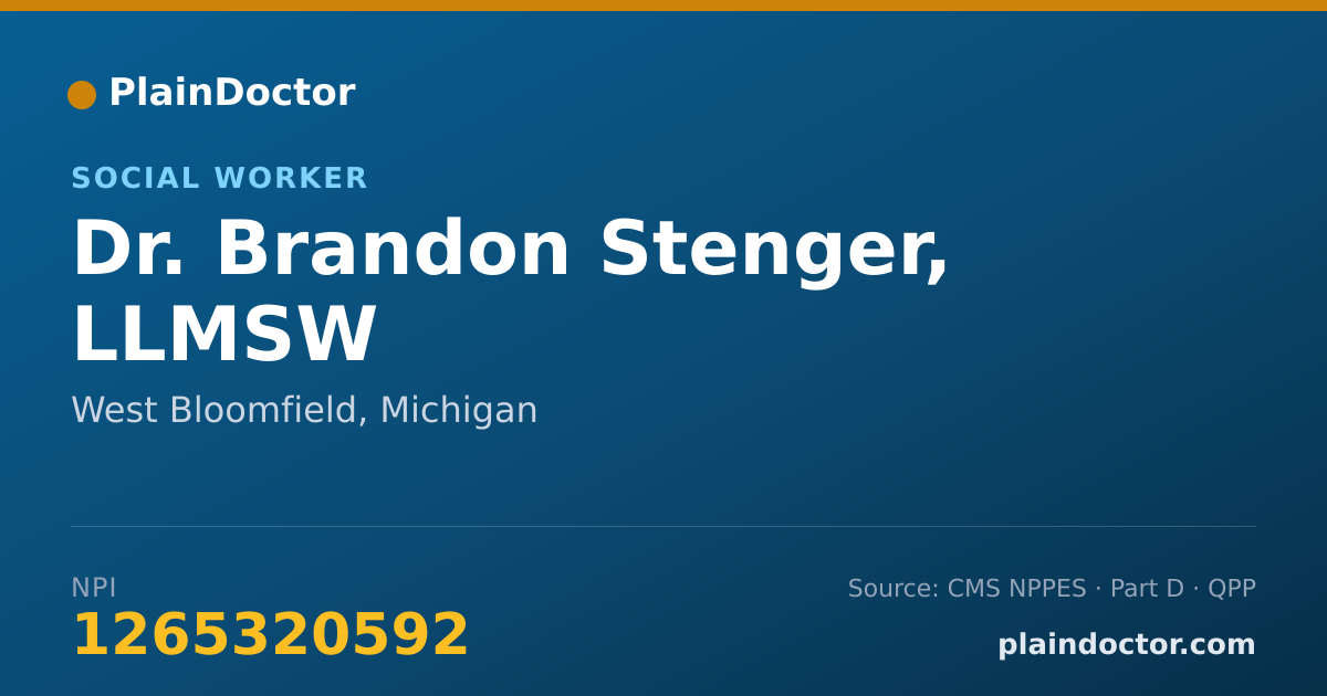 Shareable card for Brandon Stenger, LLMSW - Social Worker, West Bloomfield, MI