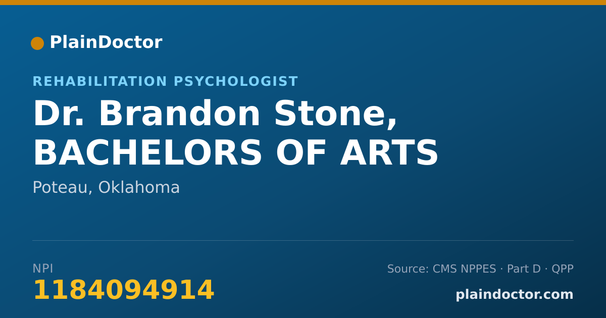 Shareable card for Brandon Stone, BACHELORS OF ARTS - Rehabilitation Psychologist, Poteau, OK