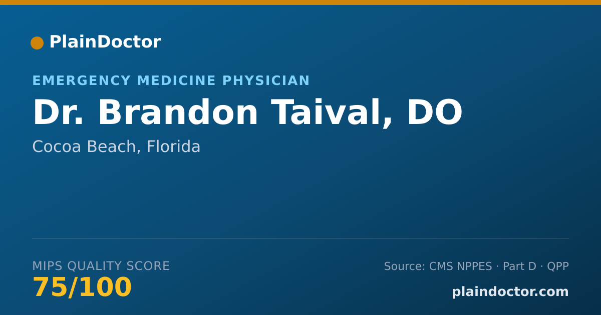 Shareable card for Brandon Taival, DO - Emergency Medicine Physician, Cocoa Beach, FL