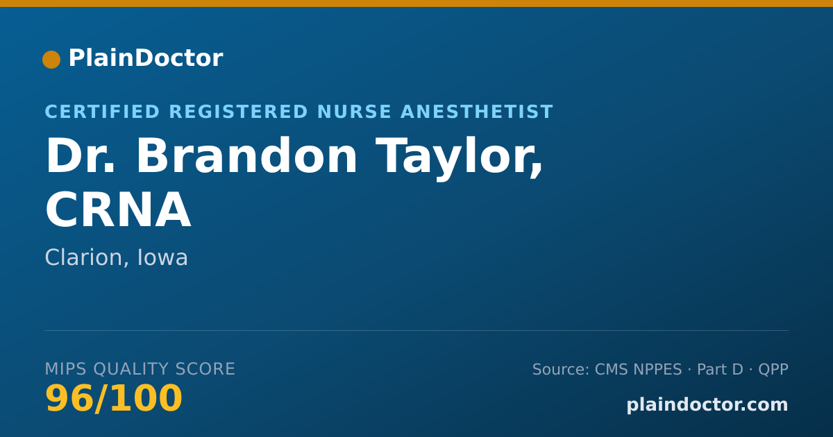 Shareable card for Brandon Taylor, CRNA - Certified Registered Nurse Anesthetist, Clarion, IA