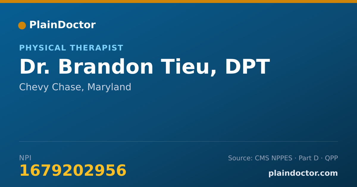 Shareable card for Brandon Tieu, DPT - Physical Therapist, Chevy Chase, MD