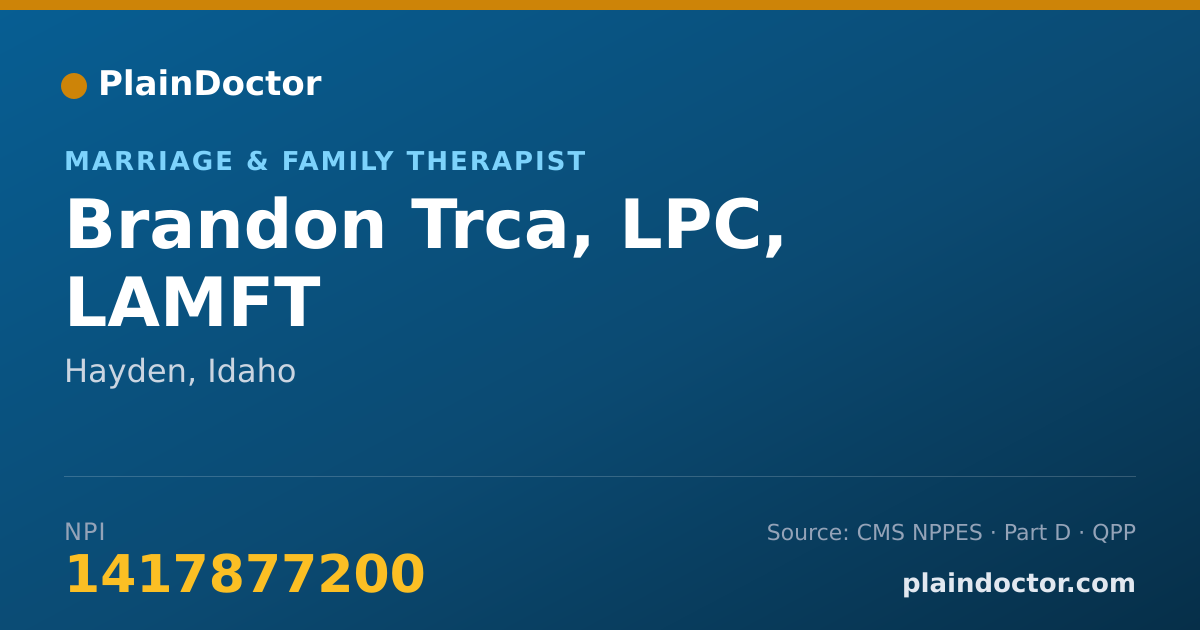 Shareable card for Brandon Trca, LPC, LAMFT - Marriage & Family Therapist, Hayden, ID