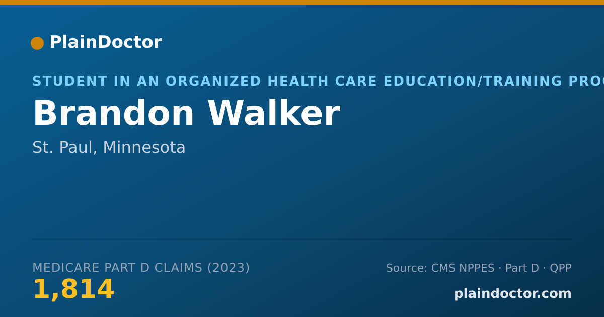 Shareable card for Brandon Walker - Student in an Organized Health Care Education/Training Program, St. Paul, MN