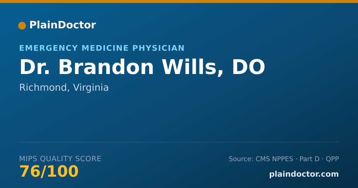 Shareable card for Brandon Wills, DO - Emergency Medicine Physician, Richmond, VA