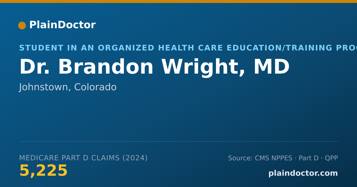 Shareable card for Brandon Wright, MD - Student in an Organized Health Care Education/Training Program, Johnstown, CO