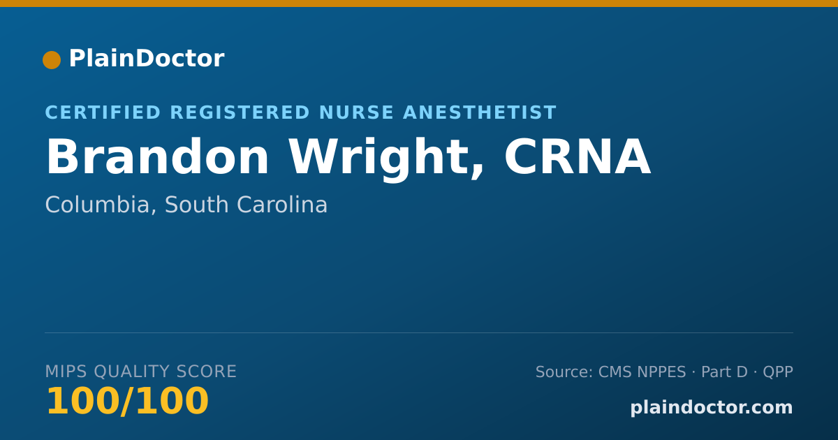 Shareable card for Brandon Wright, CRNA - Certified Registered Nurse Anesthetist, Columbia, SC