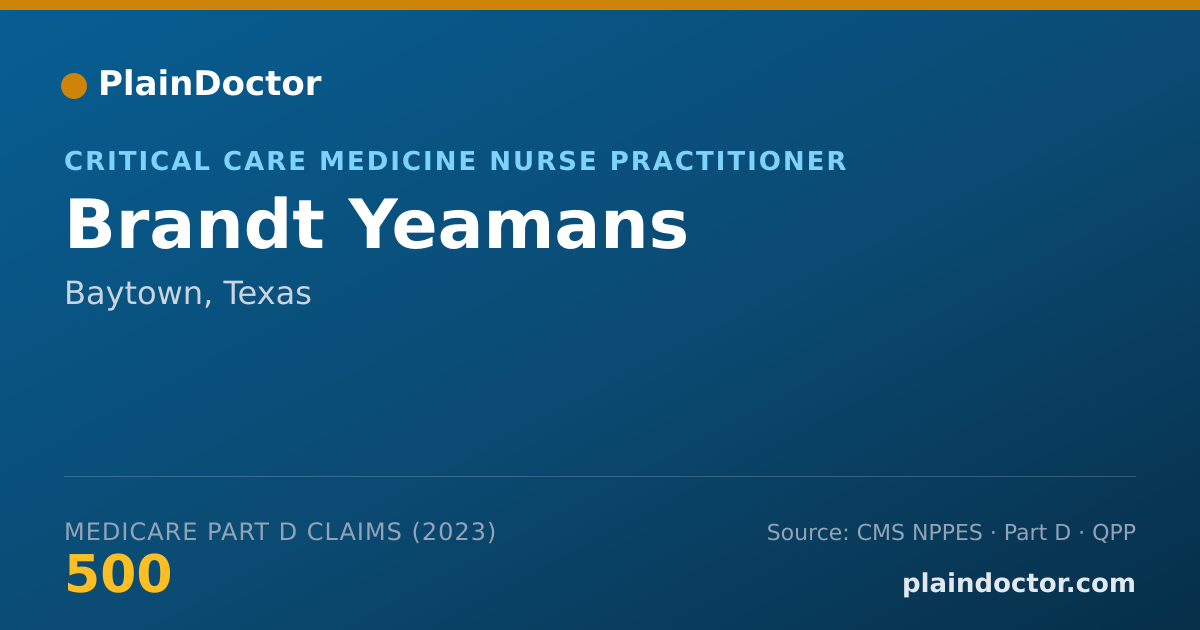 Shareable card for Brandt Yeamans - Critical Care Medicine Nurse Practitioner, Baytown, TX