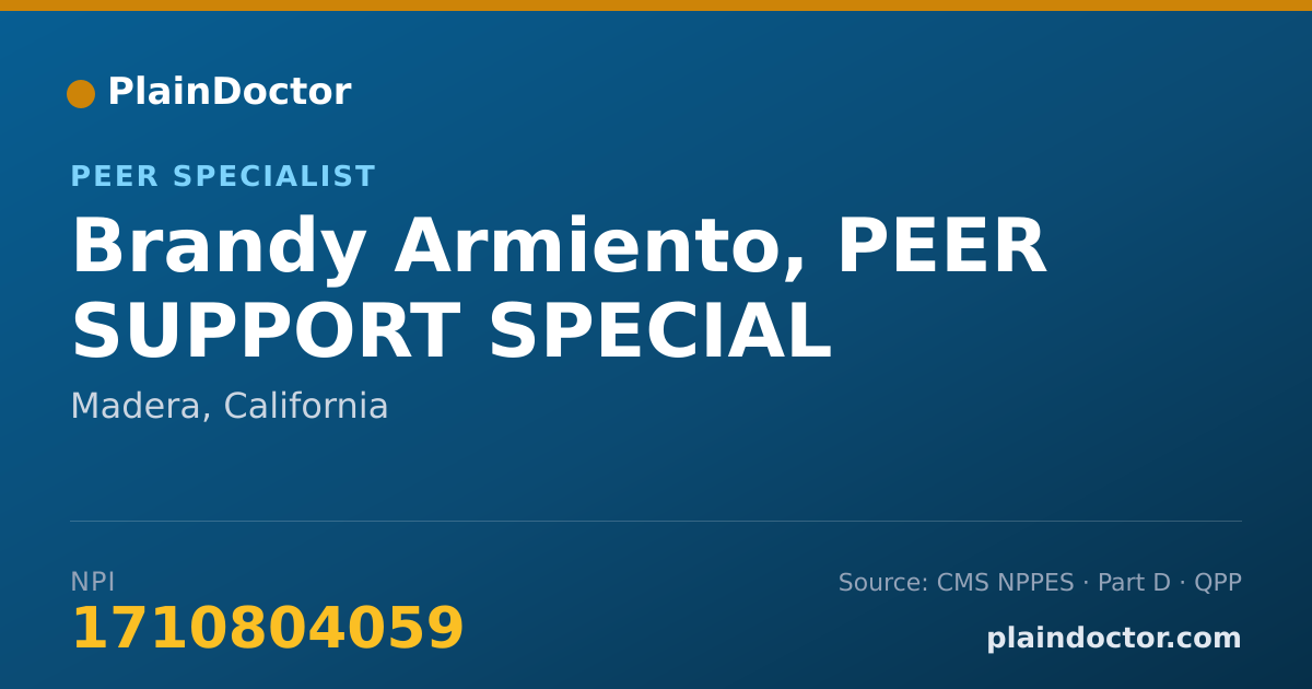 Shareable card for Brandy Armiento, PEER SUPPORT SPECIAL - Peer Specialist, Madera, CA