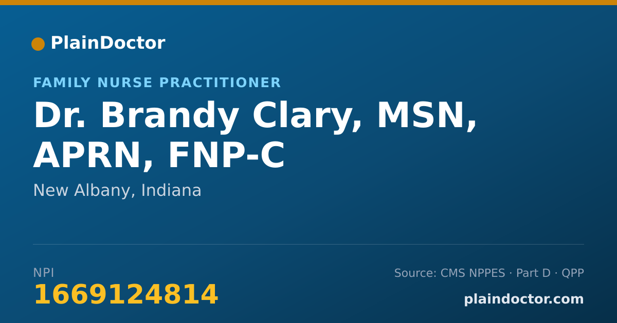 Shareable card for Brandy Clary, MSN, APRN, FNP-C - Family Nurse Practitioner, New Albany, IN