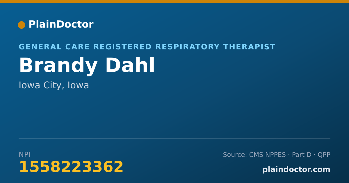 Shareable card for Brandy Dahl - General Care Registered Respiratory Therapist, Iowa City, IA