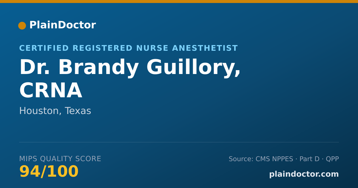 Shareable card for Brandy Guillory, CRNA - Certified Registered Nurse Anesthetist, Houston, TX