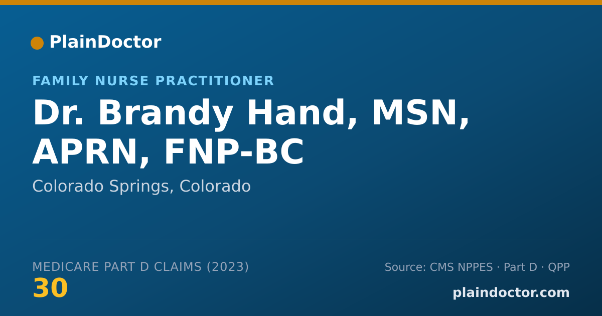 Shareable card for Brandy Hand, MSN, APRN, FNP-BC - Family Nurse Practitioner, Colorado Springs, CO