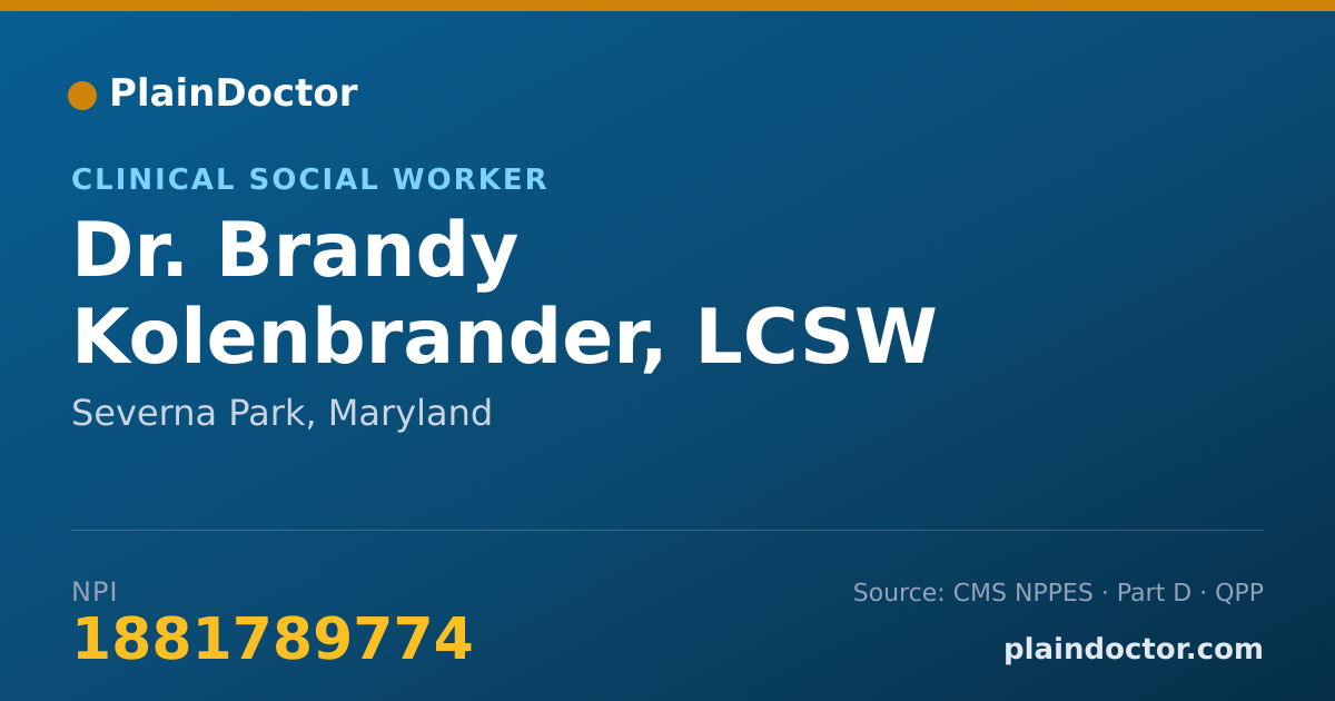 Shareable card for Brandy Kolenbrander, LCSW - Clinical Social Worker, Severna Park, MD