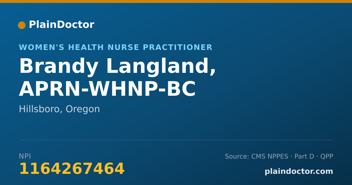 Shareable card for Brandy Langland, APRN-WHNP-BC - Women's Health Nurse Practitioner, Hillsboro, OR