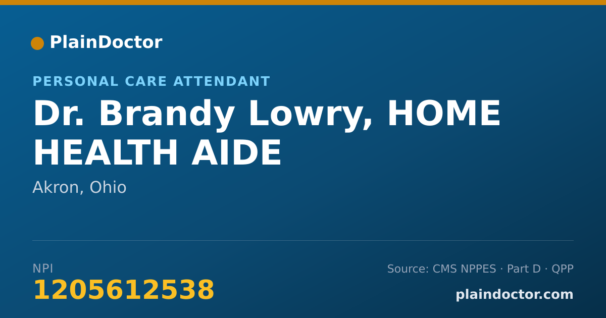 Shareable card for Brandy Lowry, HOME HEALTH AIDE - Personal Care Attendant, Akron, OH