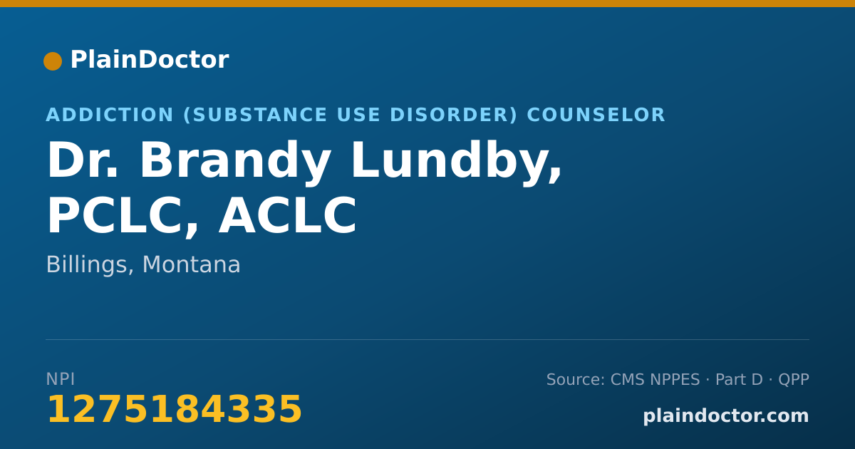 Shareable card for Brandy Lundby, PCLC, ACLC - Addiction (Substance Use Disorder) Counselor, Billings, MT