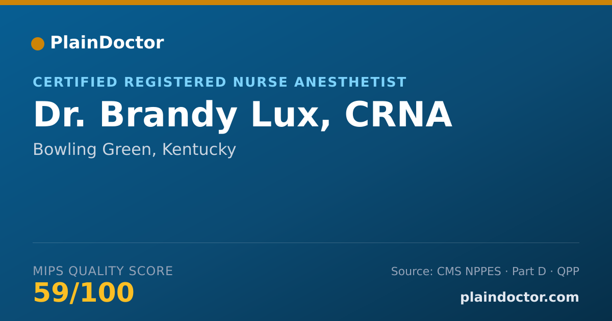 Shareable card for Brandy Lux, CRNA - Certified Registered Nurse Anesthetist, Bowling Green, KY
