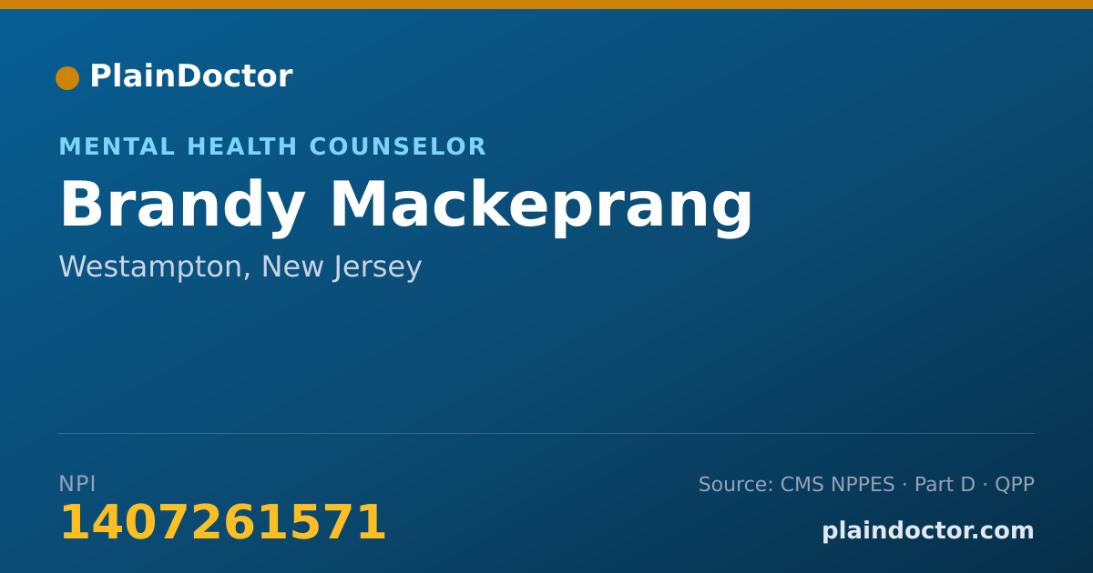 Shareable card for Brandy Mackeprang - Mental Health Counselor, Westampton, NJ
