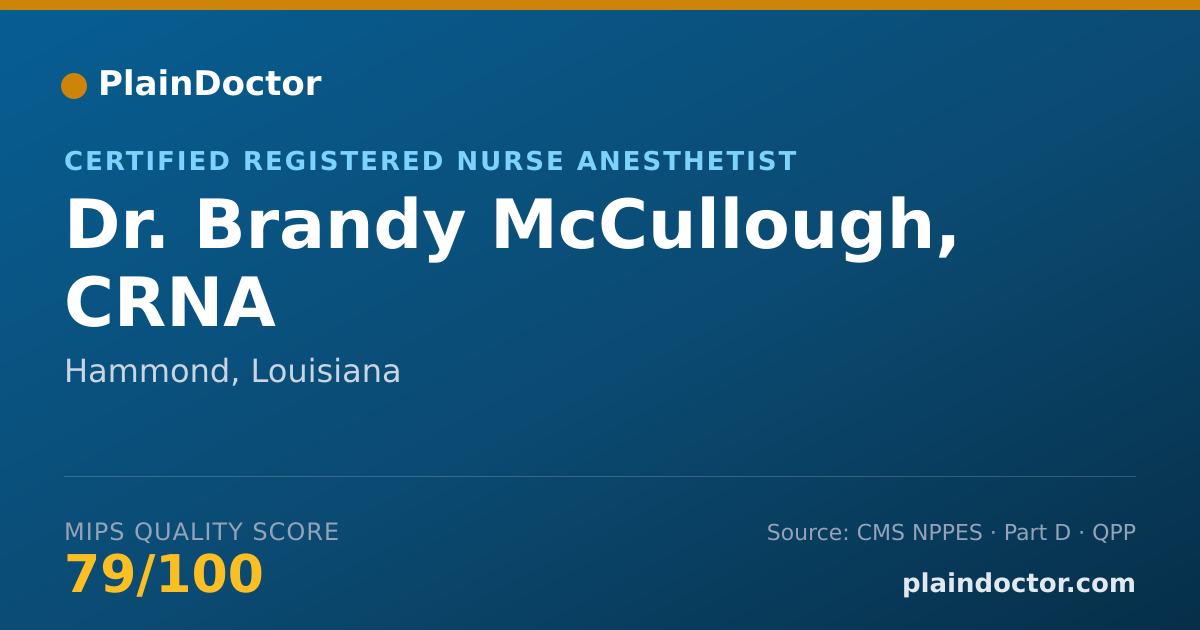 Shareable card for Brandy McCullough, CRNA - Certified Registered Nurse Anesthetist, Hammond, LA
