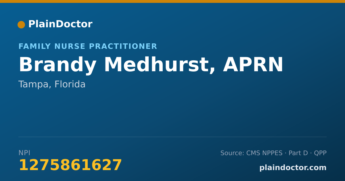 Shareable card for Brandy Medhurst, APRN - Family Nurse Practitioner, Tampa, FL
