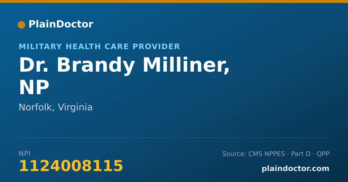 Shareable card for Brandy Milliner, NP - Military Health Care Provider, Norfolk, VA