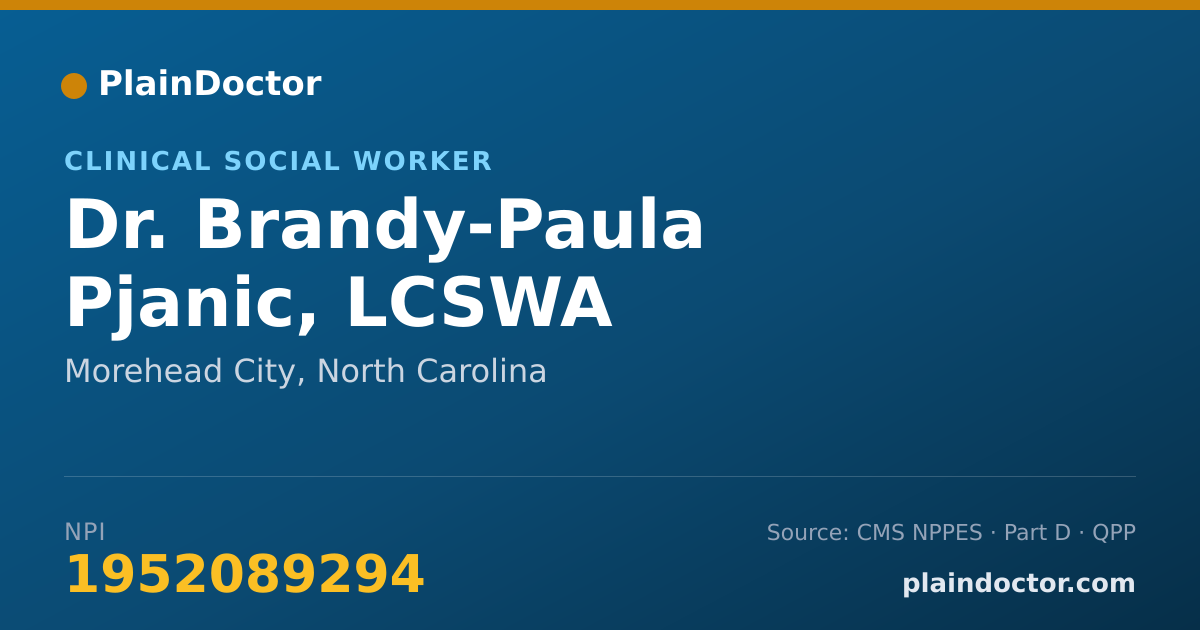 Shareable card for Brandy-Paula Pjanic, LCSWA - Clinical Social Worker, Morehead City, NC