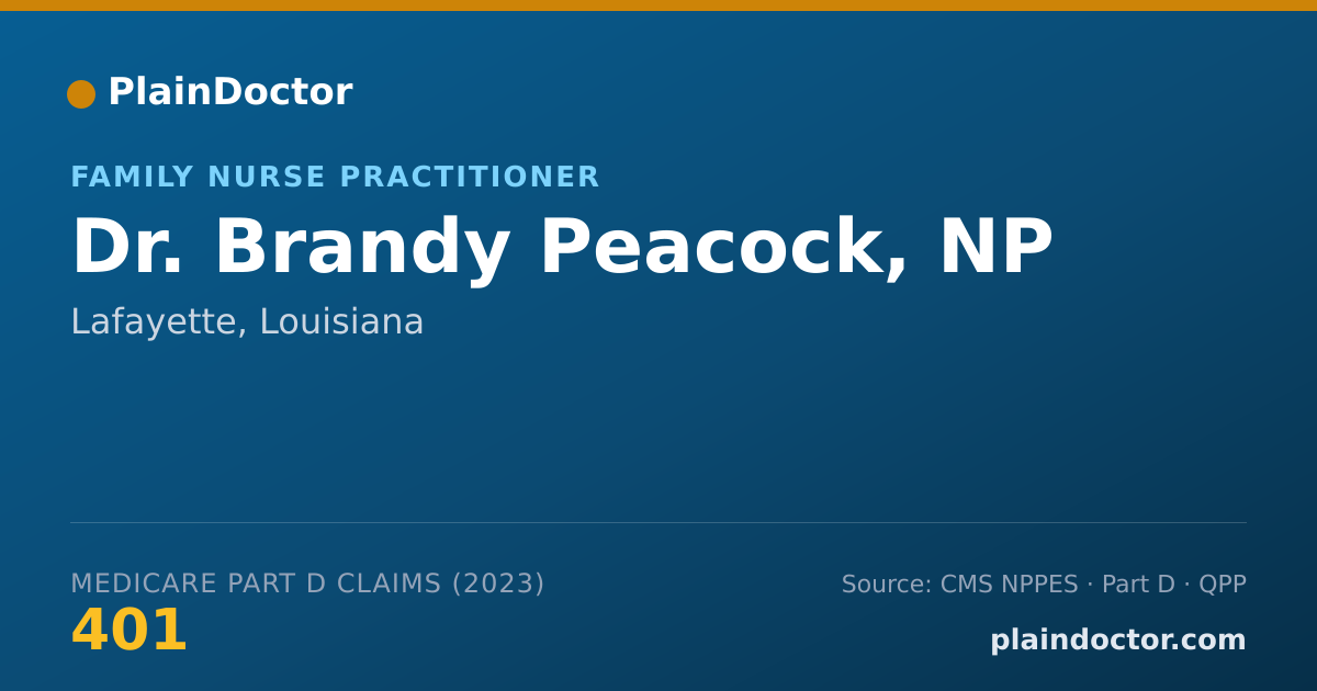 Shareable card for Brandy Peacock, NP - Family Nurse Practitioner, Lafayette, LA