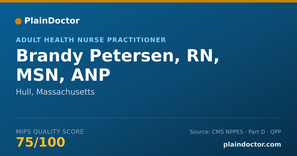 Shareable card for Brandy Petersen, RN, MSN, ANP - Adult Health Nurse Practitioner, Hull, MA