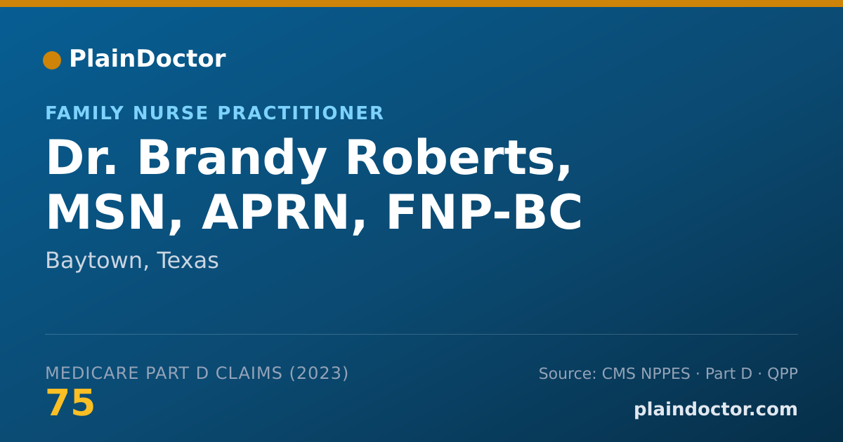 Shareable card for Brandy Roberts, MSN, APRN, FNP-BC - Family Nurse Practitioner, Baytown, TX