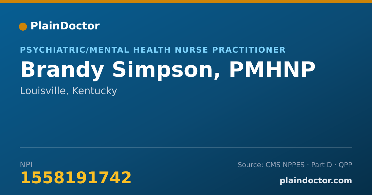 Shareable card for Brandy Simpson, PMHNP - Psychiatric/Mental Health Nurse Practitioner, Louisville, KY