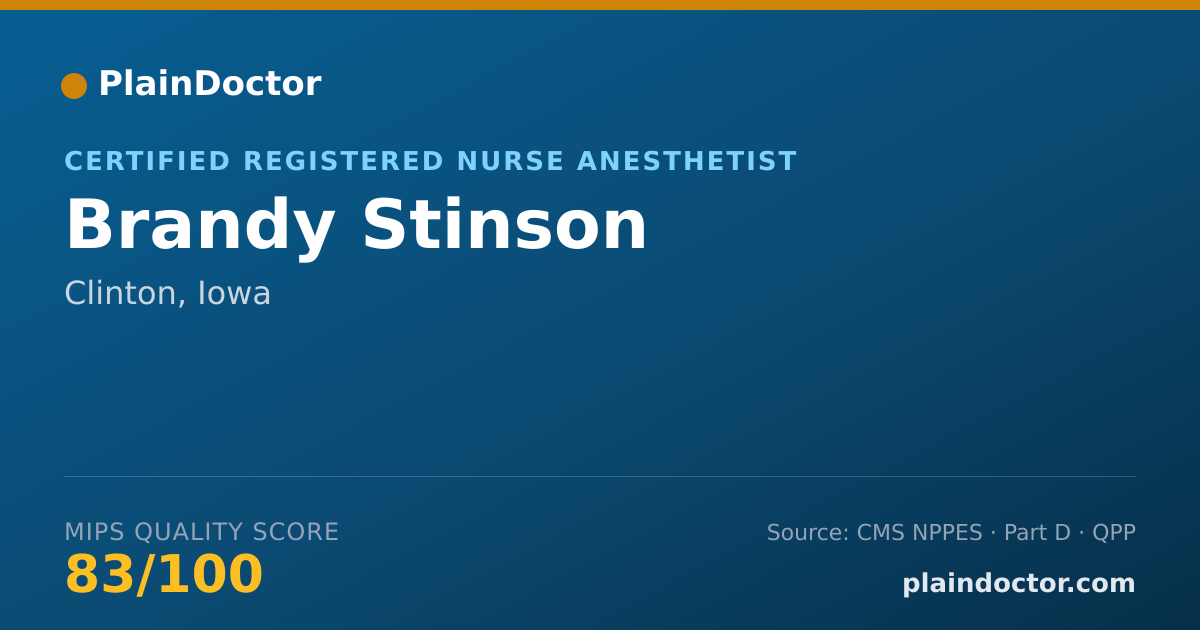 Shareable card for Brandy Stinson - Certified Registered Nurse Anesthetist, Clinton, IA