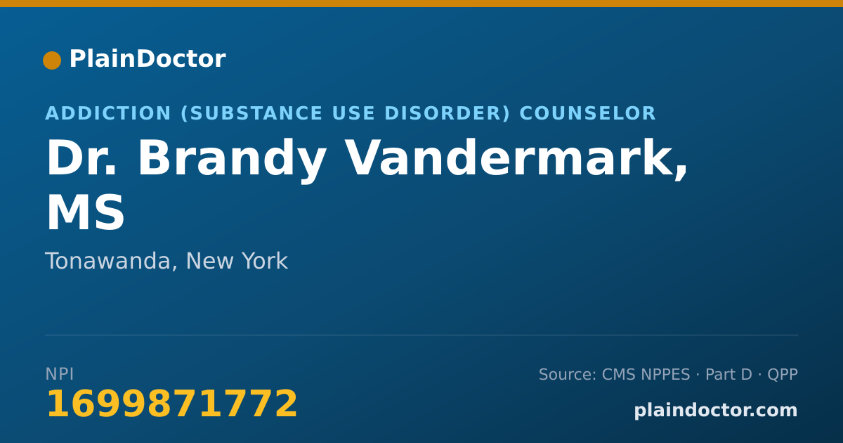 Shareable card for Brandy Vandermark, MS - Addiction (Substance Use Disorder) Counselor, Tonawanda, NY