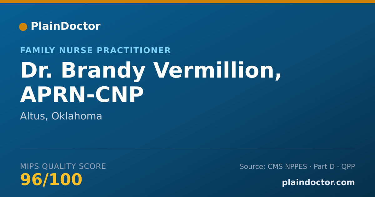 Shareable card for Brandy Vermillion, APRN-CNP - Family Nurse Practitioner, Altus, OK