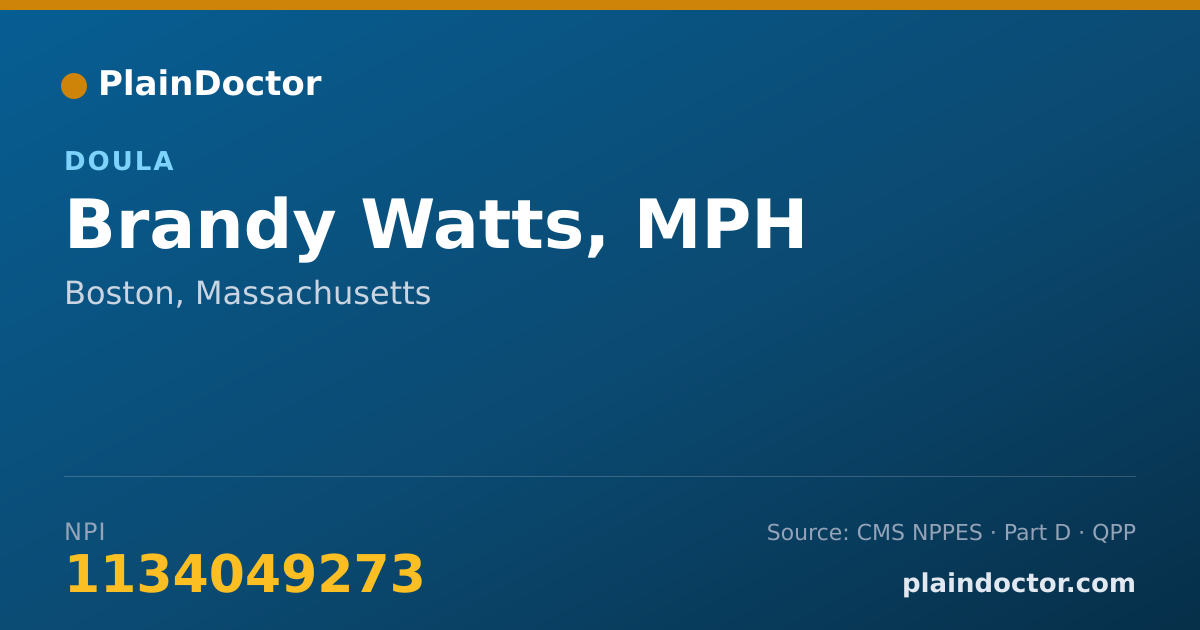 Shareable card for Brandy Watts, MPH - Doula, Boston, MA