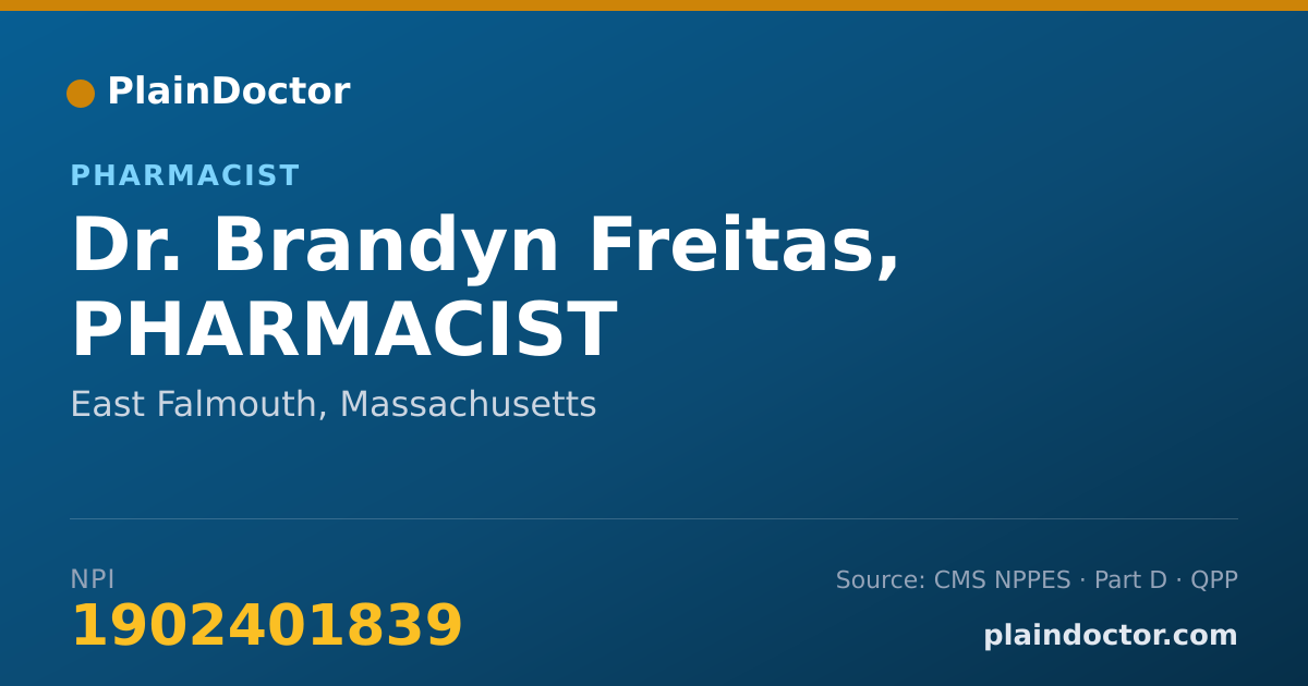 Shareable card for Brandyn Freitas, PHARMACIST - Pharmacist, East Falmouth, MA