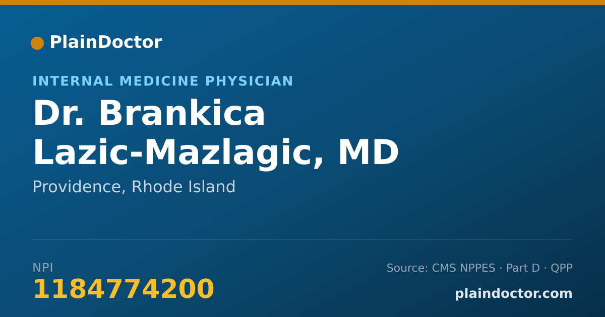 Shareable card for Brankica Lazic-Mazlagic, MD - Internal Medicine Physician, Providence, RI