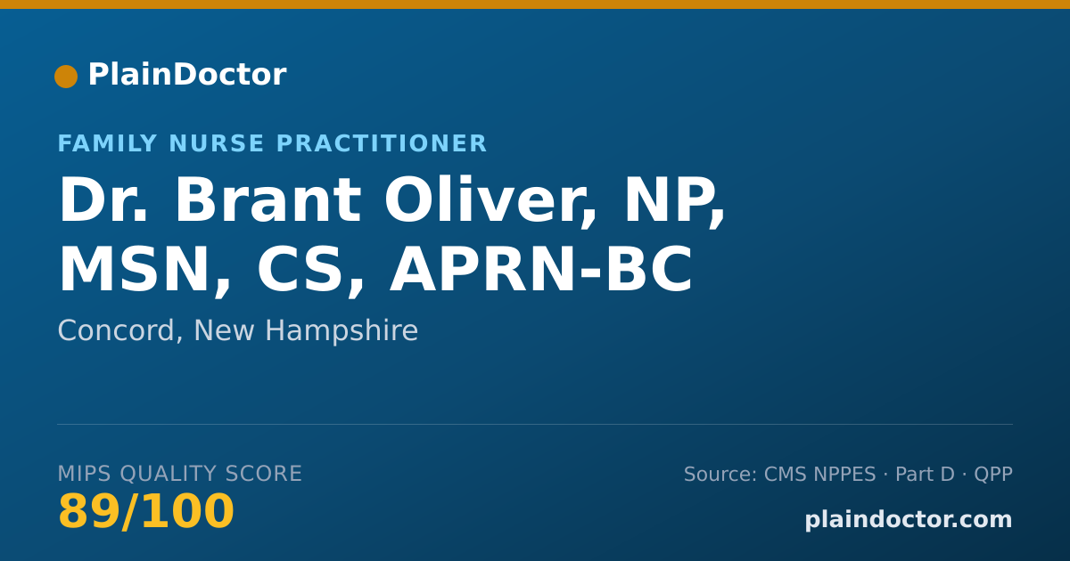 Shareable card for Brant Oliver, NP, MSN, CS, APRN-BC - Family Nurse Practitioner, Concord, NH